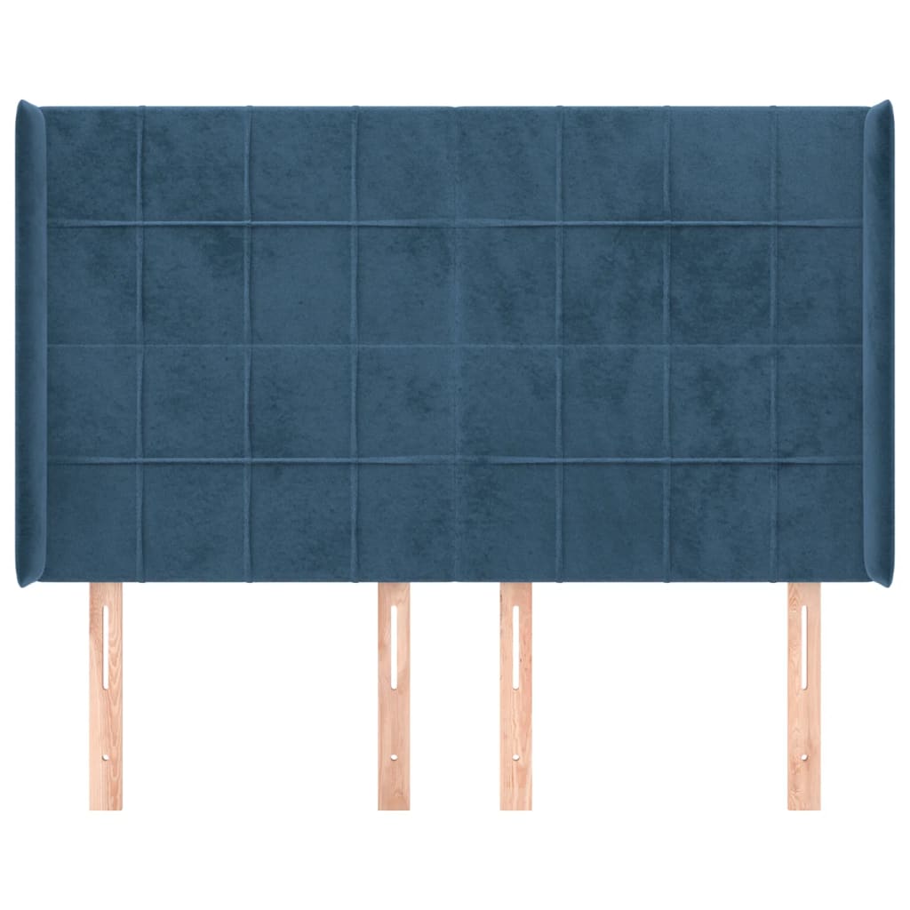 Čelo Postele Typu Ušák Tmavě Modrá 147X16X118/128 Cm Samet