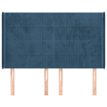 Čelo Postele Typu Ušák Tmavě Modrá 147X16X118/128 Cm Samet