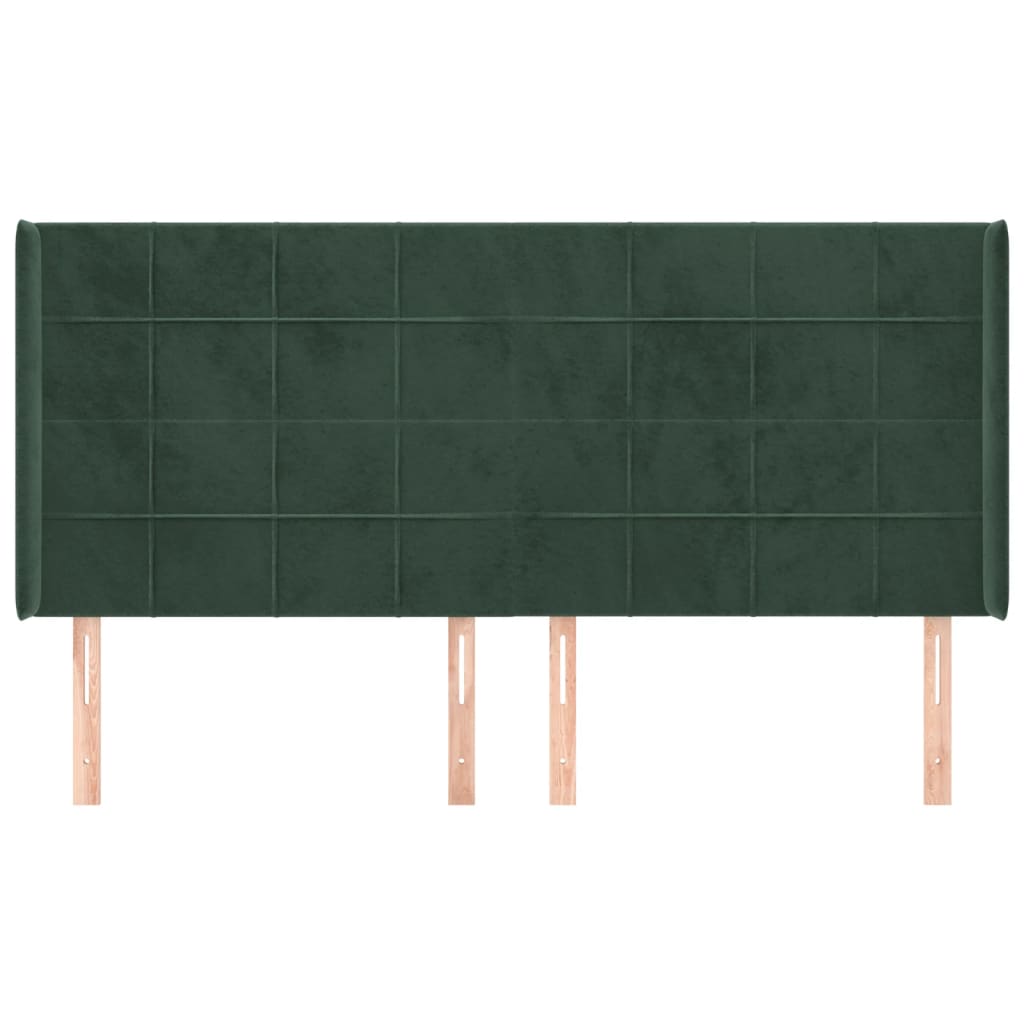 Čelo Postele Typu Ušák Tmavě Zelená 163X16X118/128 Cm Samet