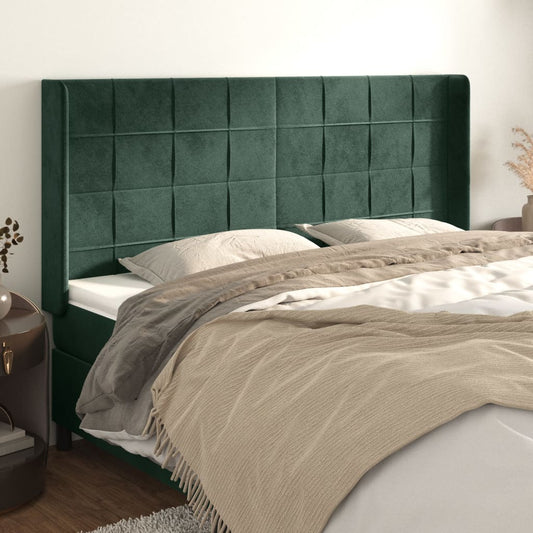 Čelo Postele Typu Ušák Tmavě Zelená 183X16X118/128 Cm Samet