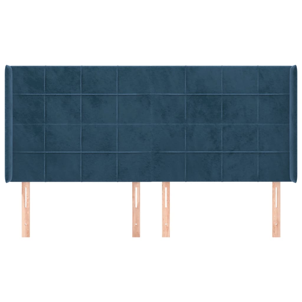 Čelo Postele Typu Ušák Tmavě Modrá 183X16X118/128 Cm Samet
