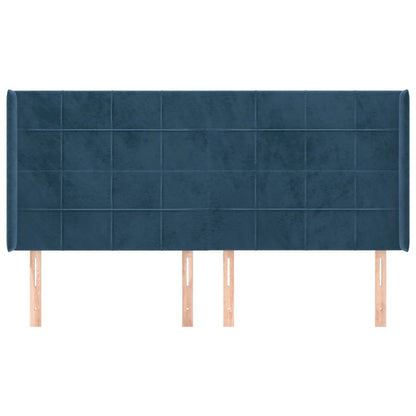 Čelo Postele Typu Ušák Tmavě Modrá 183X16X118/128 Cm Samet