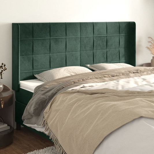 Čelo Postele Typu Ušák Tmavě Zelená 203X16X118/128 Cm Samet