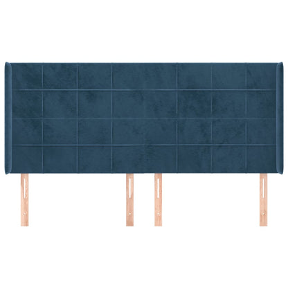 Čelo Postele Typu Ušák Tmavě Modrá 203X16X118/128 Cm Samet