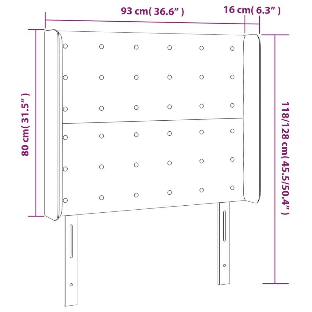 Čelo Postele Typu Ušák Krémové 93X16X118/128 Cm Umělá Kůže