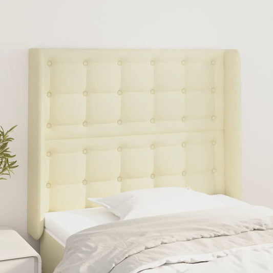 Čelo Postele Typu Ušák Krémové 93X16X118/128 Cm Umělá Kůže