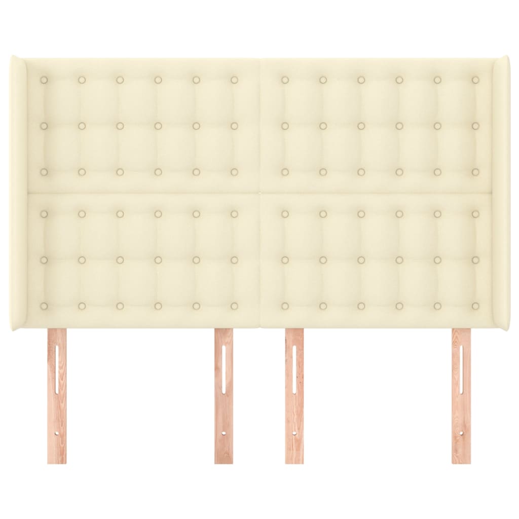 Čelo Postele Typu Ušák Krémové 147X16X118/128 Cm Umělá Kůže