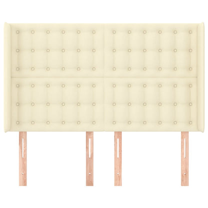 Čelo Postele Typu Ušák Krémové 147X16X118/128 Cm Umělá Kůže