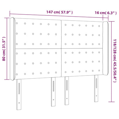 Čelo Postele Typu Ušák Krémové 147X16X118/128 Cm Umělá Kůže
