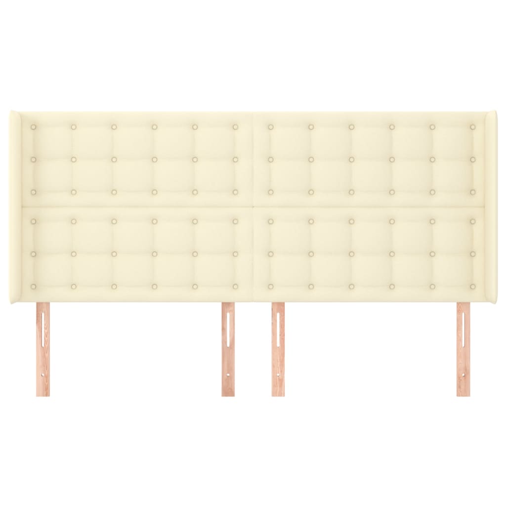 Čelo Postele Typu Ušák Krémové 163X16X118/128 Cm Umělá Kůže