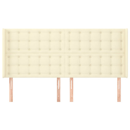Čelo Postele Typu Ušák Krémové 163X16X118/128 Cm Umělá Kůže