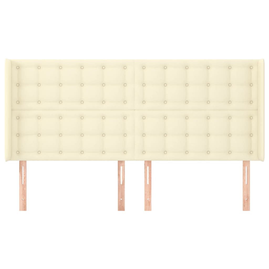 Čelo Postele Typu Ušák Krémové 183X16X118/128 Cm Umělá Kůže