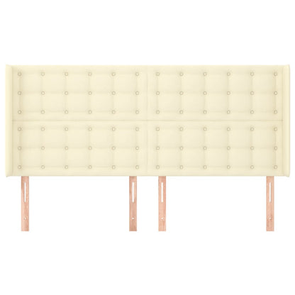 Čelo Postele Typu Ušák Krémové 183X16X118/128 Cm Umělá Kůže