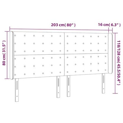 Čelo Postele Typu Ušák Krémové 203X16X118/128 Cm Umělá Kůže