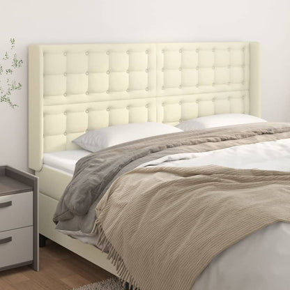 Čelo Postele Typu Ušák Krémové 203X16X118/128 Cm Umělá Kůže