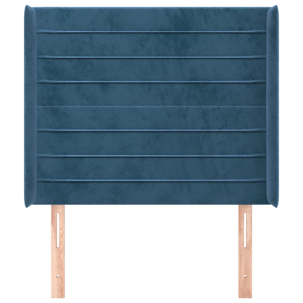 Čelo Postele Typu Ušák Tmavě Modrá 83X16X118/128 Cm Samet