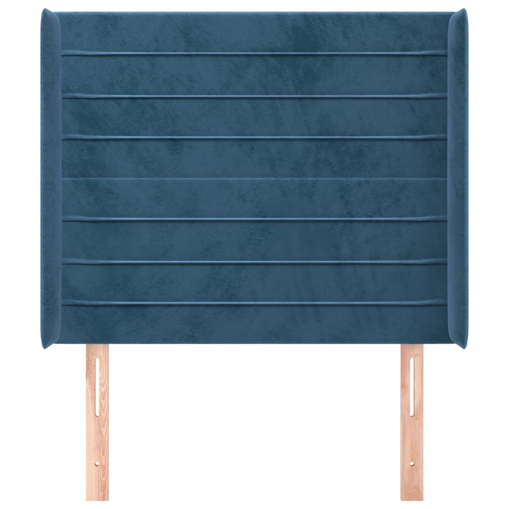 Čelo Postele Typu Ušák Tmavě Modrá 93X16X118/128 Cm Samet