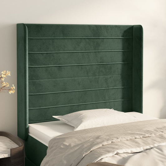 Čelo Postele Typu Ušák Tmavě Zelená 103X16X118/128 Cm Samet