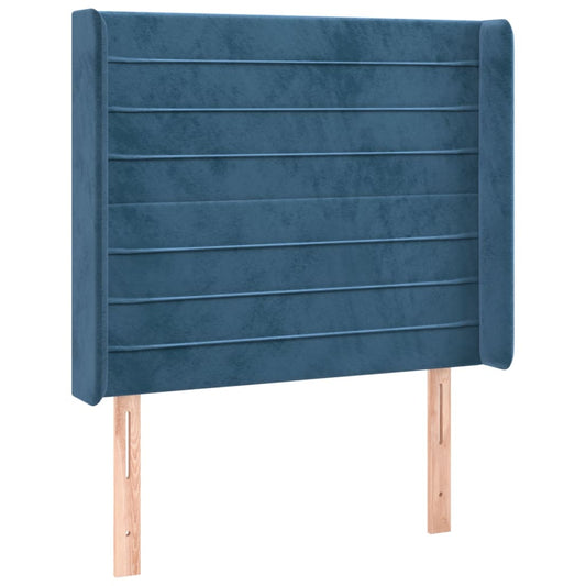Čelo Postele Typu Ušák Tmavě Modrá 103X16X118/128 Cm Samet