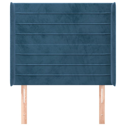 Čelo Postele Typu Ušák Tmavě Modrá 103X16X118/128 Cm Samet