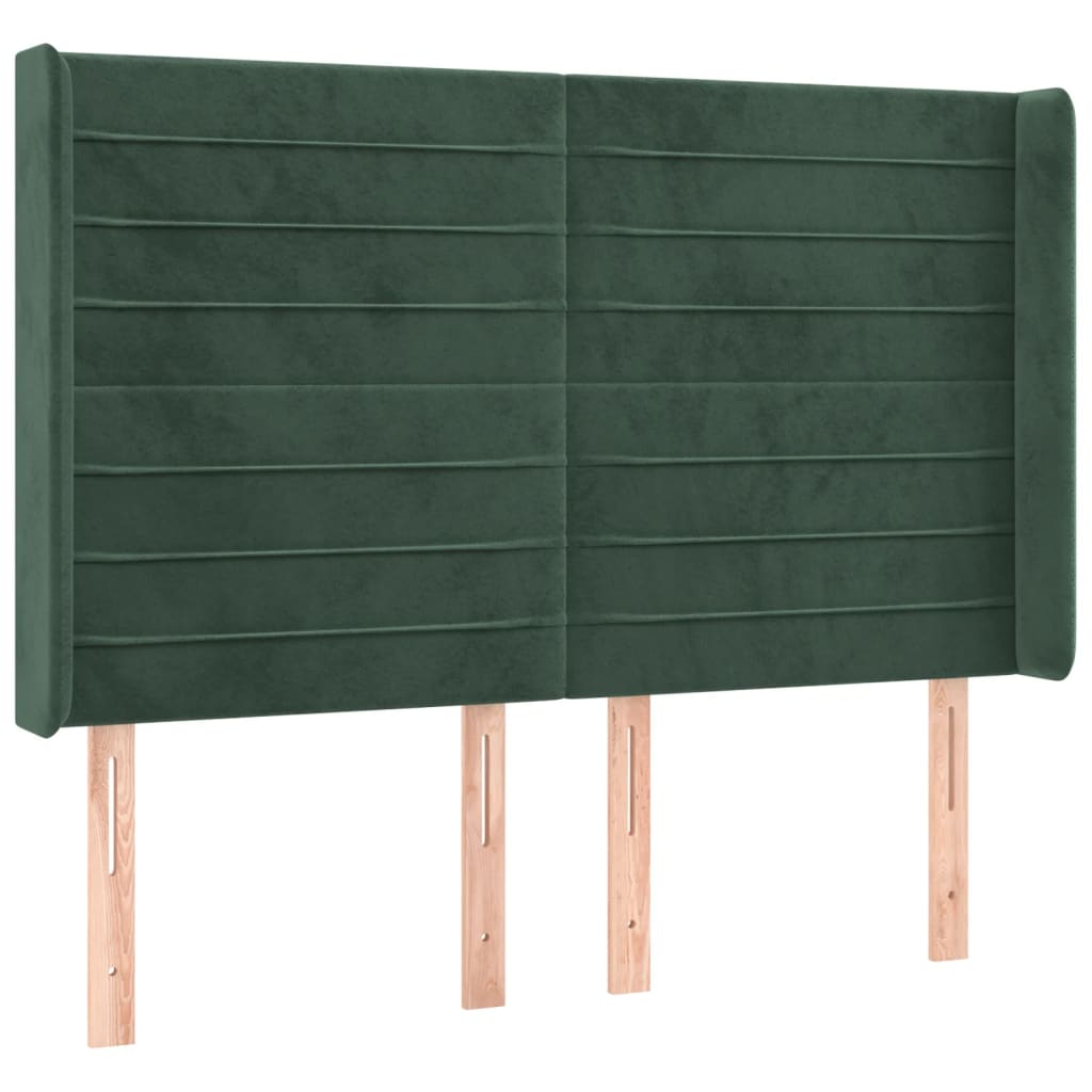 Čelo Postele Typu Ušák Tmavě Zelená 147X16X118/128 Cm Samet