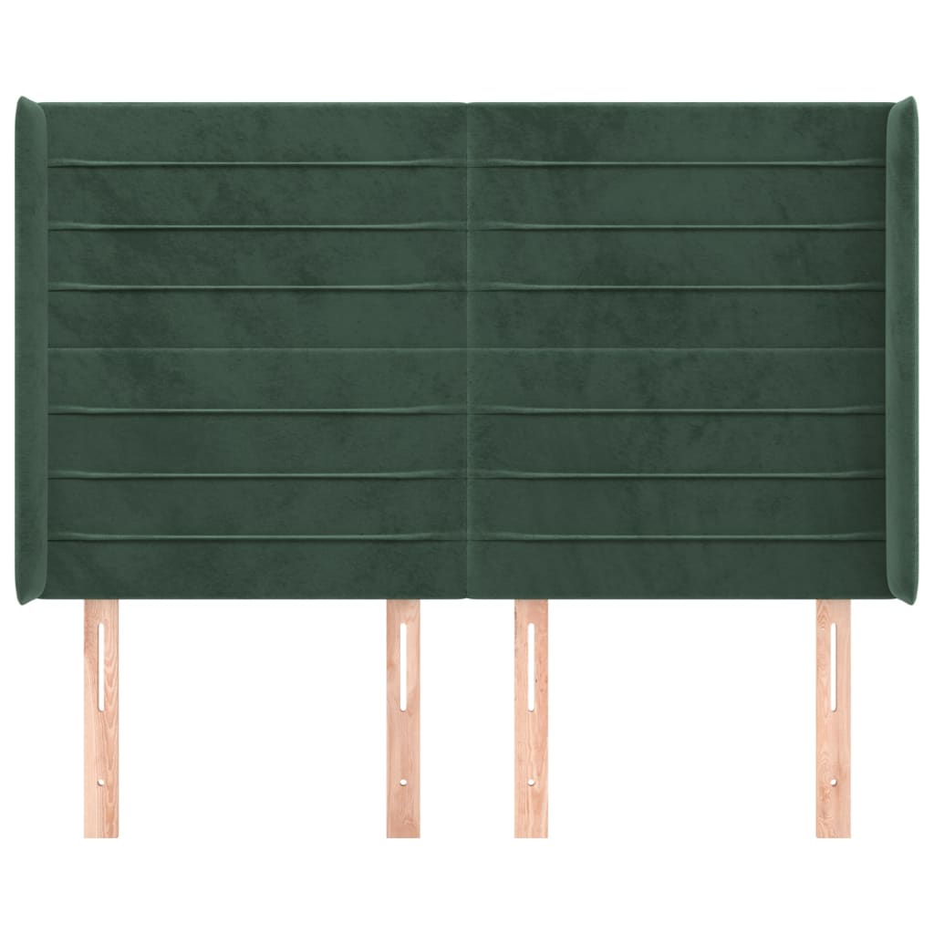 Čelo Postele Typu Ušák Tmavě Zelená 147X16X118/128 Cm Samet