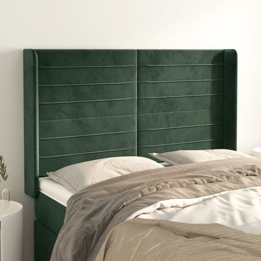 Čelo Postele Typu Ušák Tmavě Zelená 147X16X118/128 Cm Samet