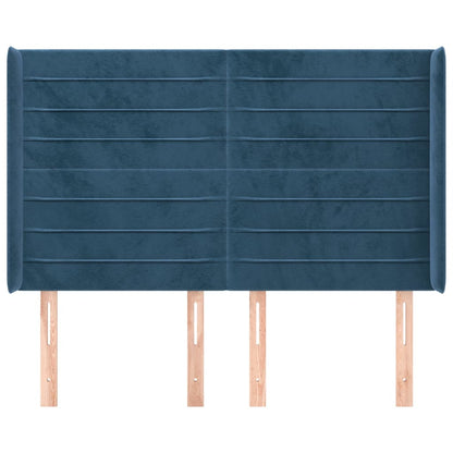 Čelo Postele Typu Ušák Tmavě Modrá 147X16X118/128 Cm Samet