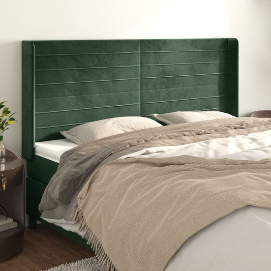 Čelo Postele Typu Ušák Tmavě Zelená 163X16X118/128 Cm Samet