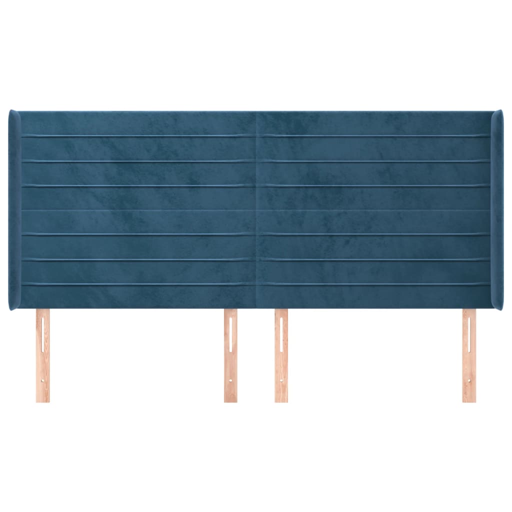 Čelo Postele Typu Ušák Tmavě Modrá 163X16X118/128 Cm Samet