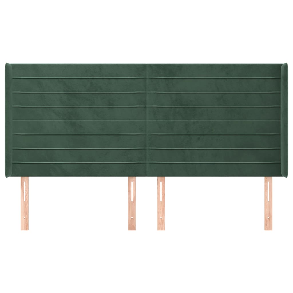 Čelo Postele Typu Ušák Tmavě Zelená 203X16X118/128 Cm Samet
