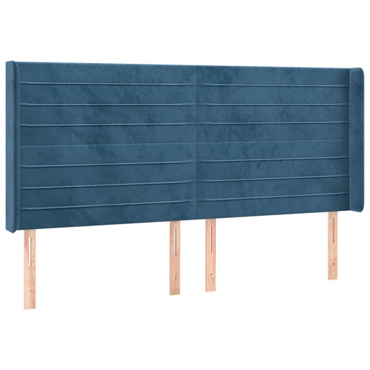 Čelo Postele Typu Ušák Tmavě Modrá 203X16X118/128 Cm Samet