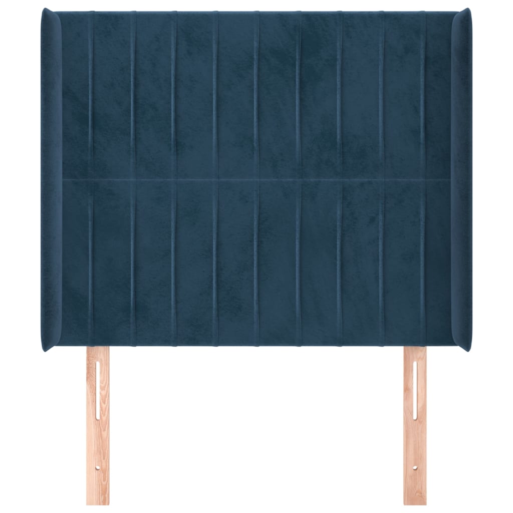 Čelo Postele Typu Ušák Tmavě Modrá 83X16X118/128 Cm Samet