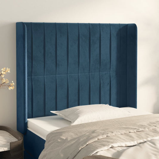 Čelo Postele Typu Ušák Tmavě Modrá 83X16X118/128 Cm Samet