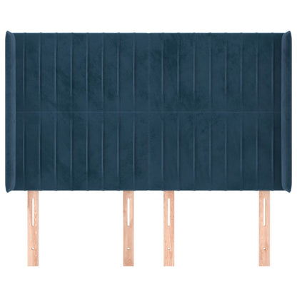 Čelo Postele Typu Ušák Tmavě Modrá 147X16X118/128 Cm Samet