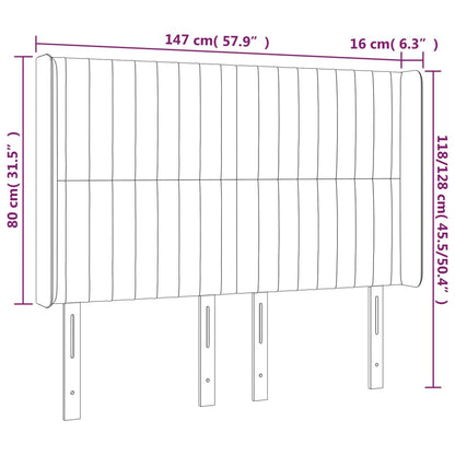 Čelo Postele Typu Ušák Tmavě Modrá 147X16X118/128 Cm Samet
