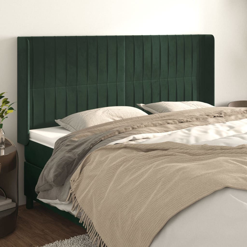 Čelo Postele Typu Ušák Tmavě Zelená 163X16X118/128 Cm Samet