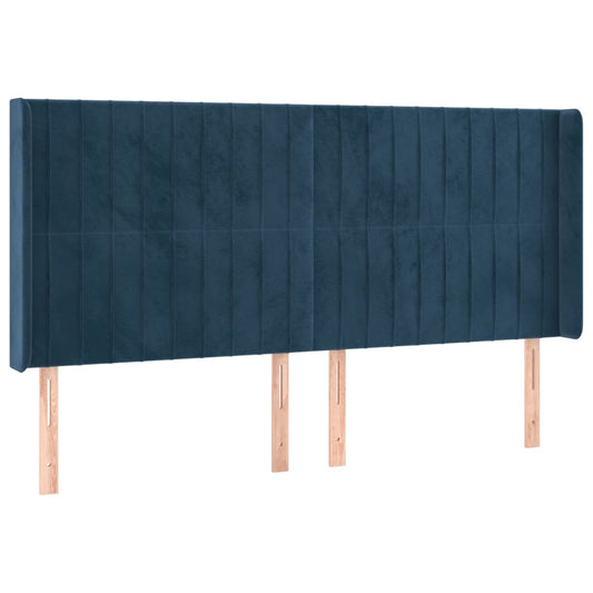 Čelo Postele Typu Ušák Tmavě Modrá 163X16X118/128 Cm Samet