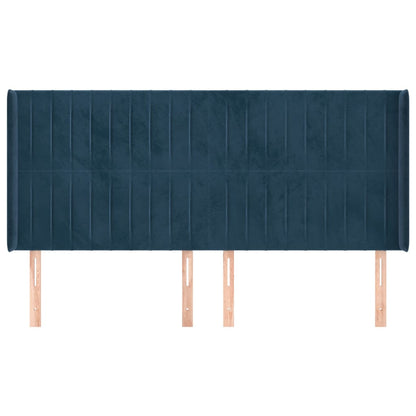 Čelo Postele Typu Ušák Tmavě Modrá 203X16X118/128 Cm Samet