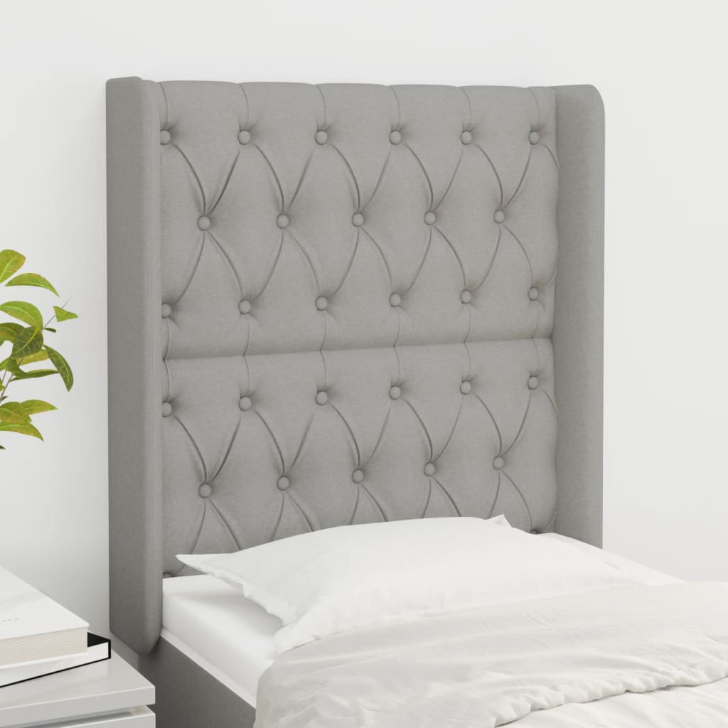 Čelo Postele Typu Ušák Světle Šedé 83X16X118/128 Cm Textil