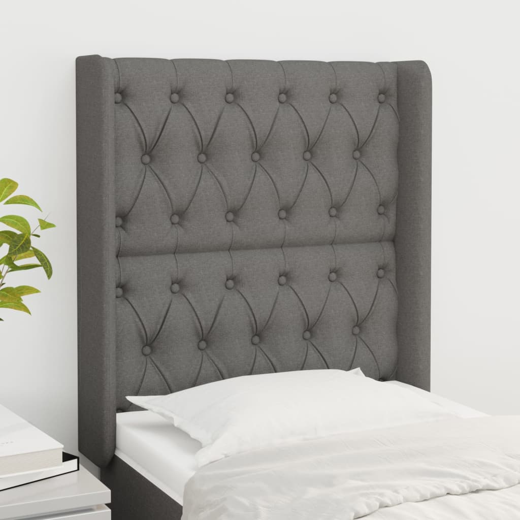 Čelo Postele Typu Ušák Tmavě Šedé 83X16X118/128 Cm Textil