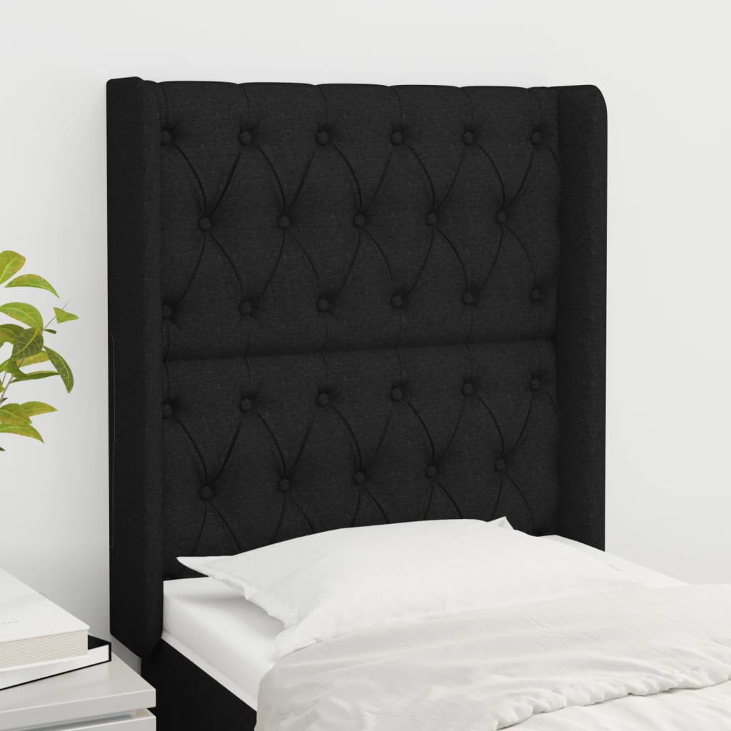 Čelo Postele Typu Ušák Černé 83X16X118/128 Cm Textil
