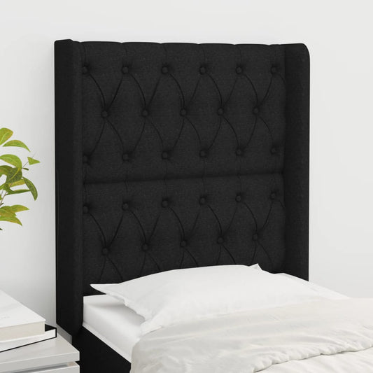 Čelo Postele Typu Ušák Černé 83X16X118/128 Cm Textil