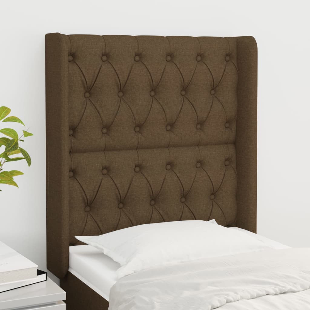 Čelo Postele Typu Ušák Tmavě Hnědé 83X16X118/128 Cm Textil