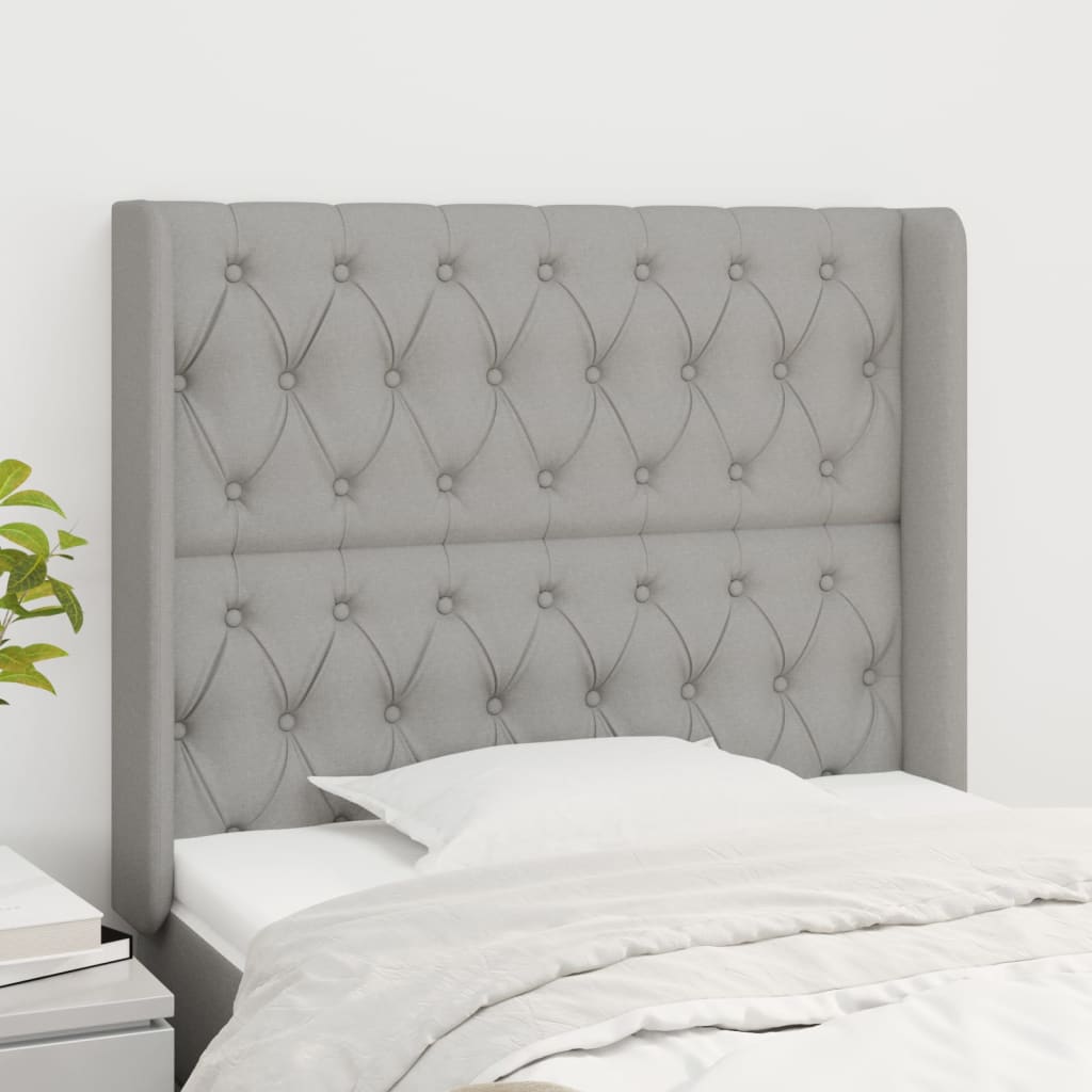 Čelo Postele Typu Ušák Světle Šedé 93X16X118/128 Cm Textil