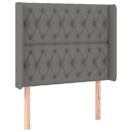 Čelo Postele Typu Ušák Tmavě Šedé 93X16X118/128 Cm Textil