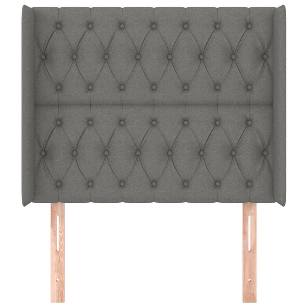 Čelo Postele Typu Ušák Tmavě Šedé 93X16X118/128 Cm Textil