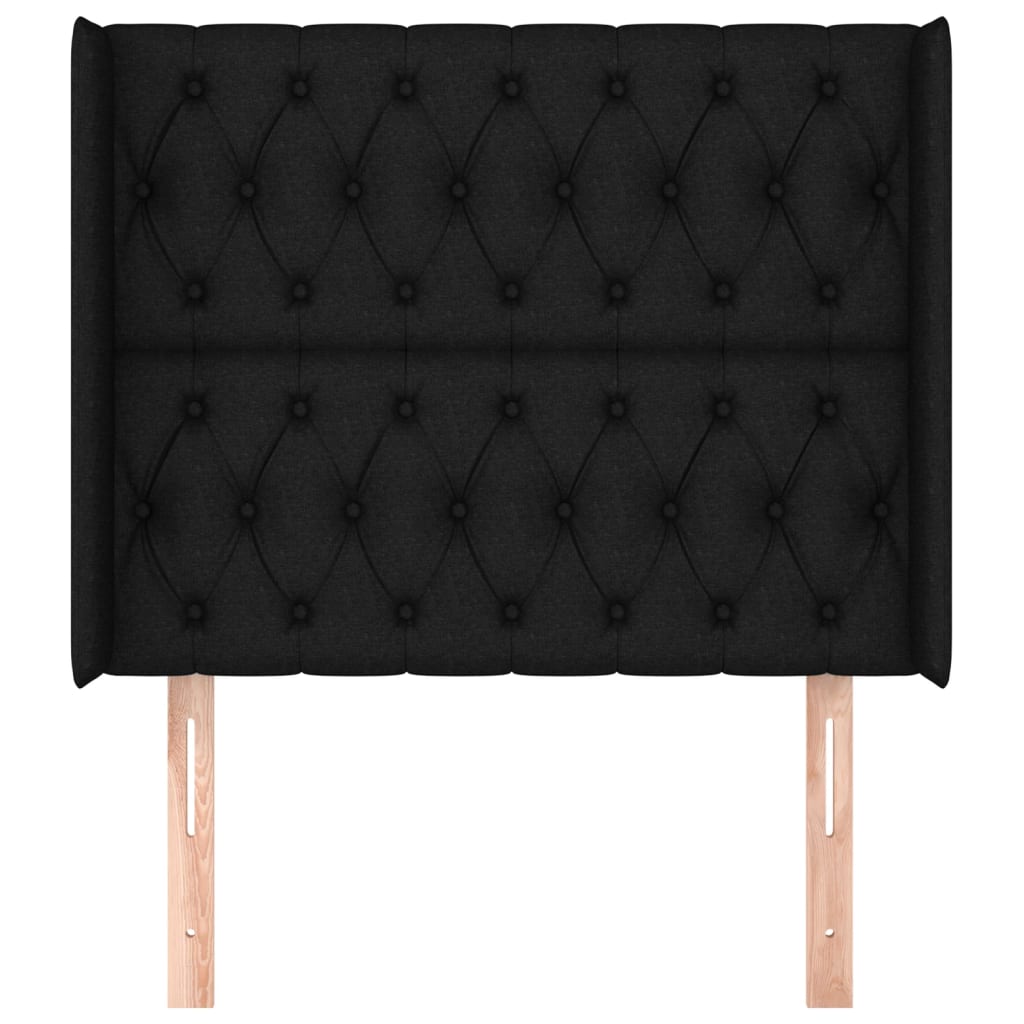 Čelo Postele Typu Ušák Černé 93X16X118/128 Cm Textil