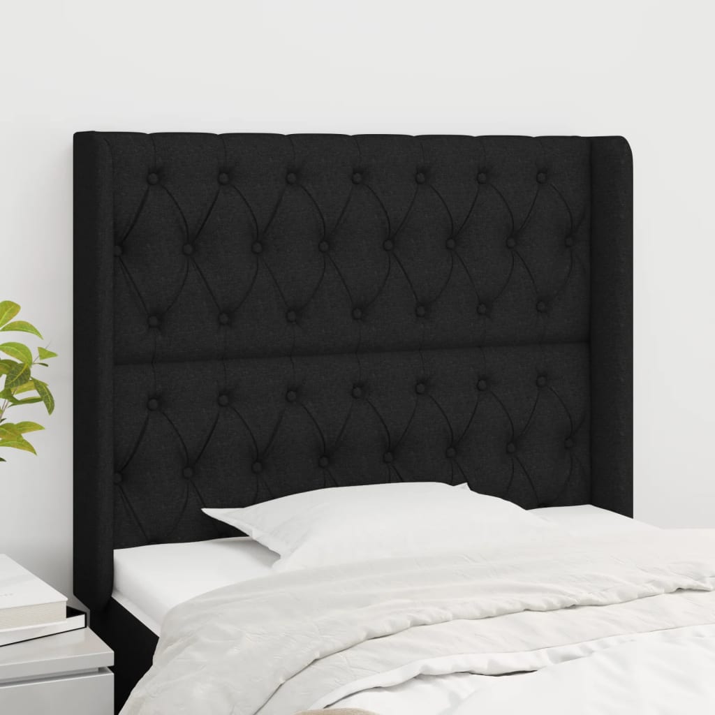 Čelo Postele Typu Ušák Černé 93X16X118/128 Cm Textil