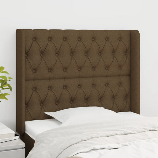 Čelo Postele Typu Ušák Tmavě Hnědé 93X16X118/128 Cm Textil